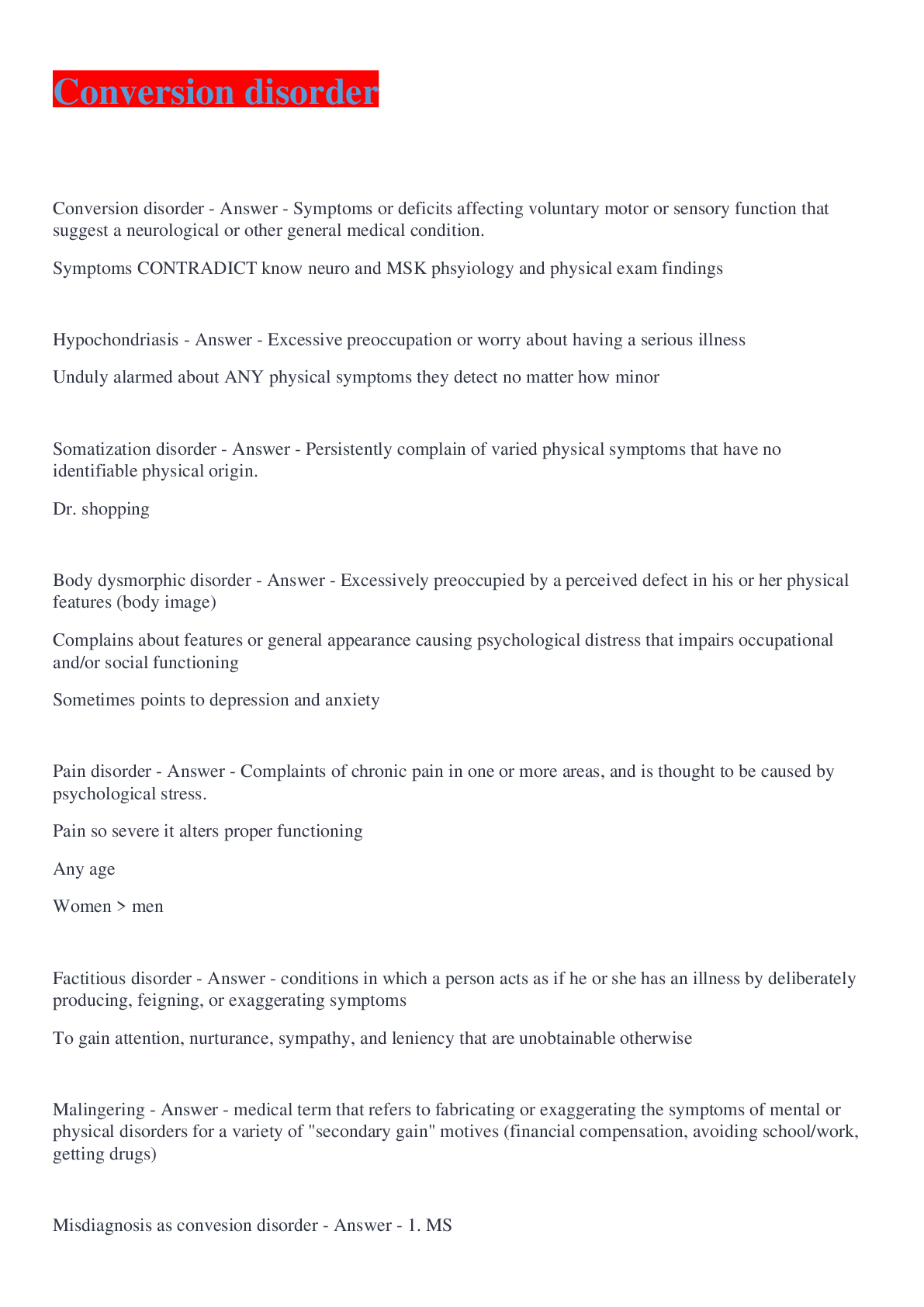 Preview image of Conversion disorder document